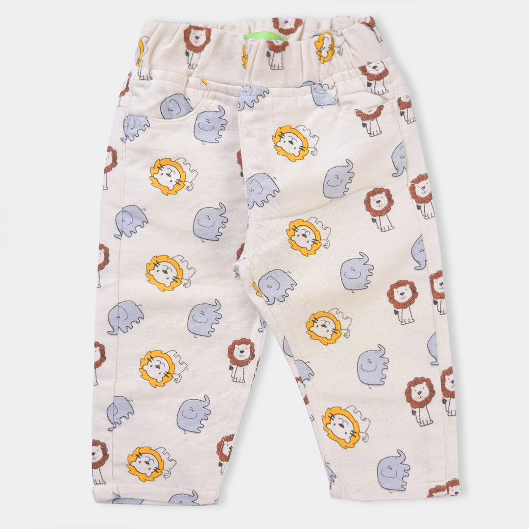 infant Boys Flannel Woven Suit Animals-Off White