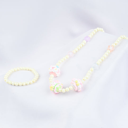 GIRLS ELEGANT BEADED NECKLACE & BRACELET
