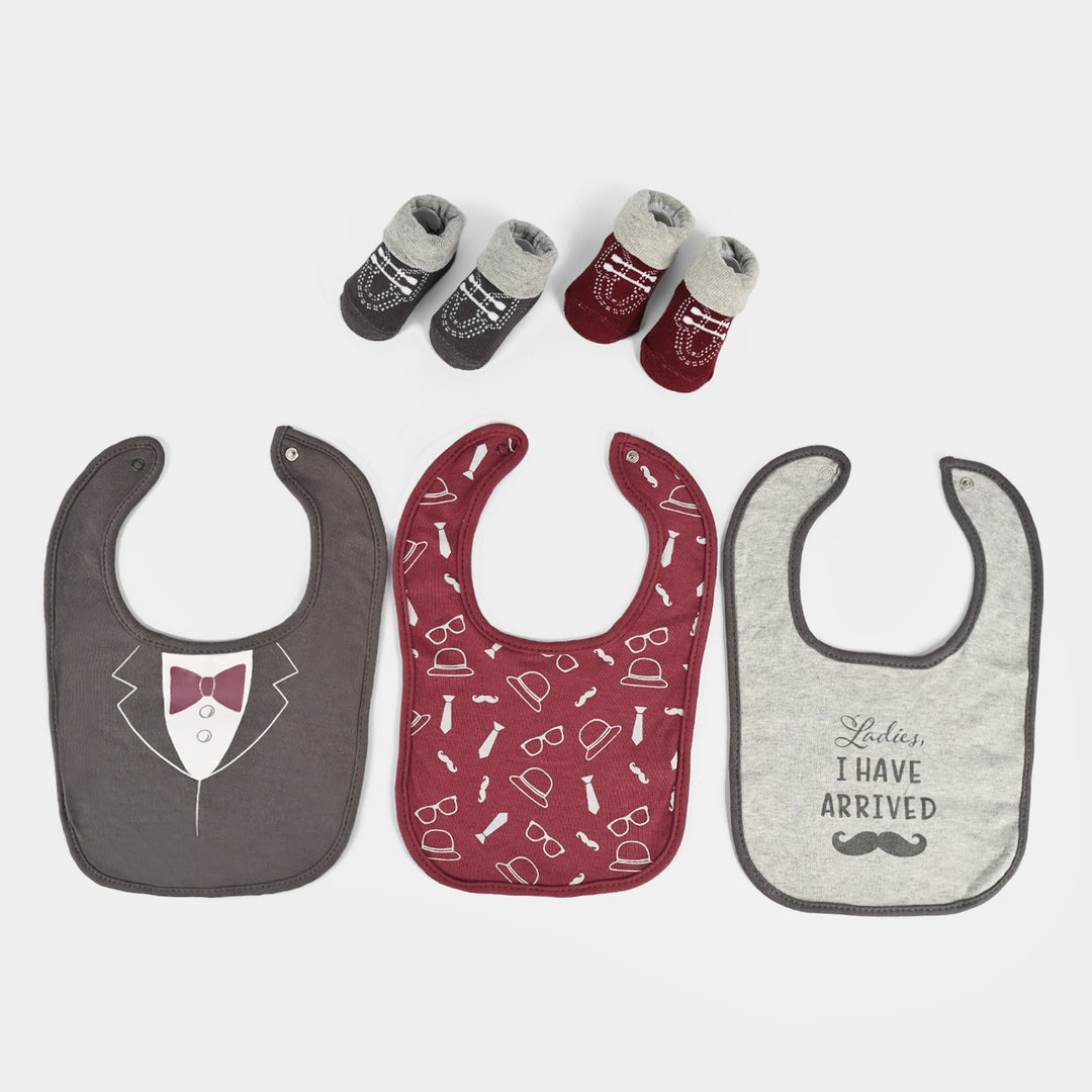 Baby Bib Set 3Pcs with 2 Pair of Socks