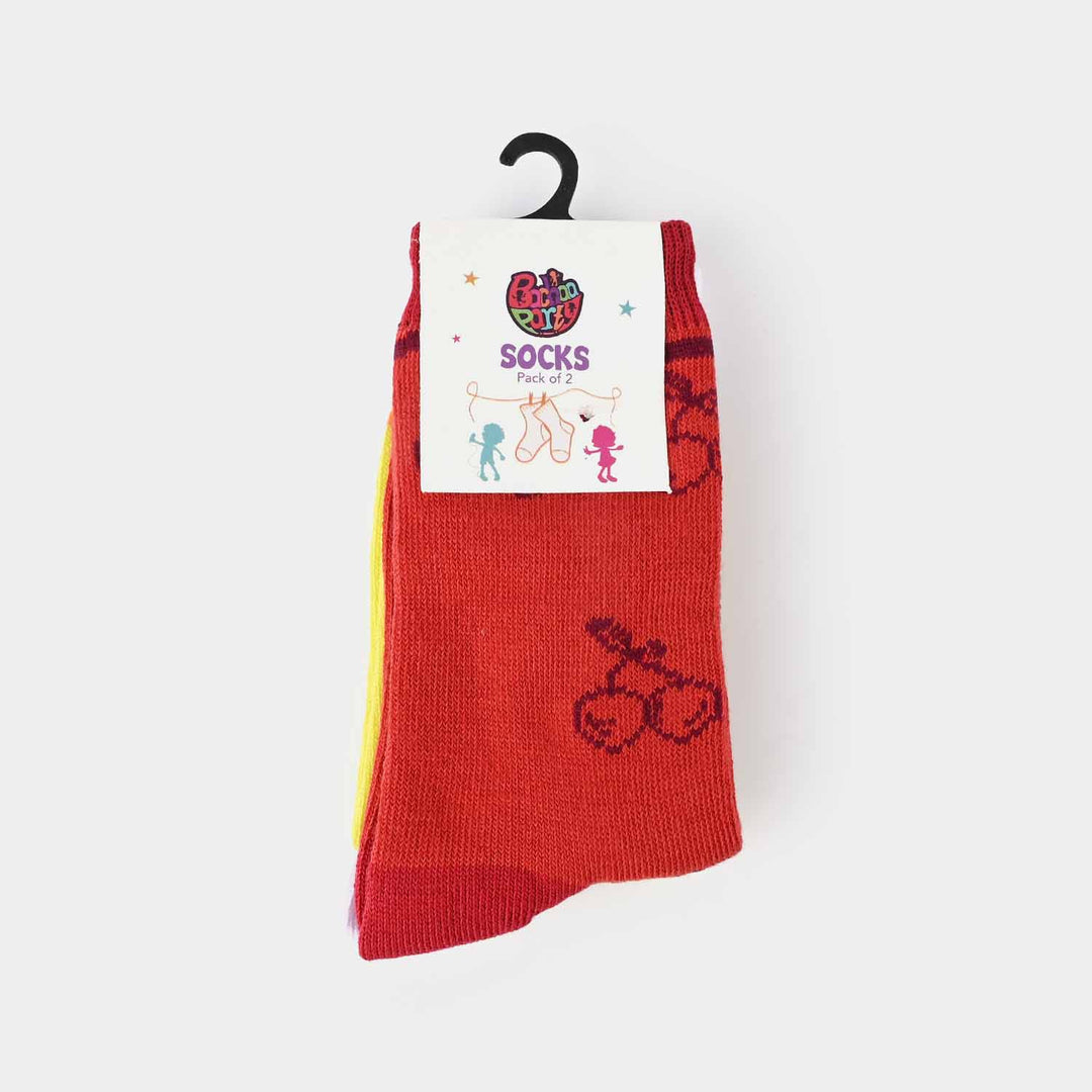 Girls Pack Of 2 Socks Fruits-Red.Yellow