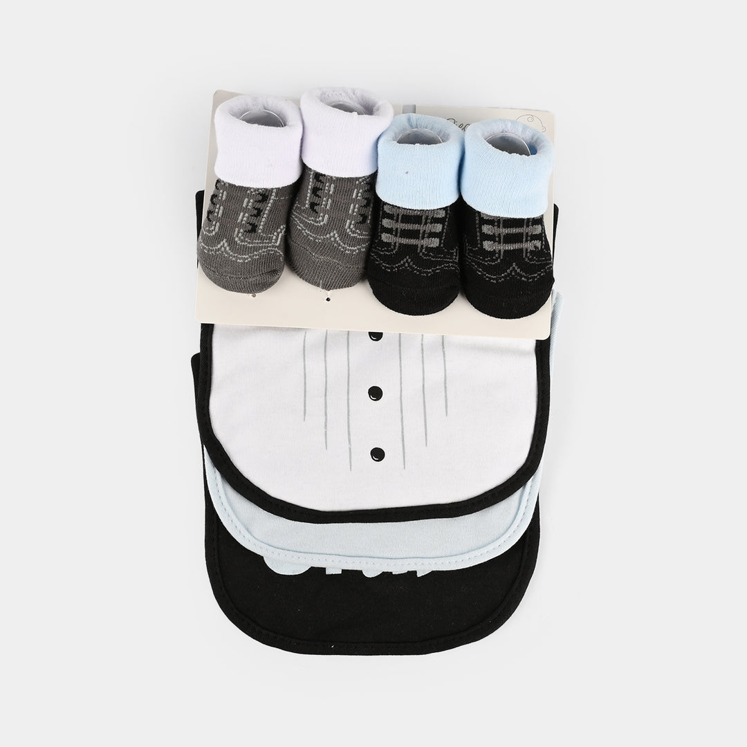 Baby Bib Set 3Pcs with 2 Pair of Socks
