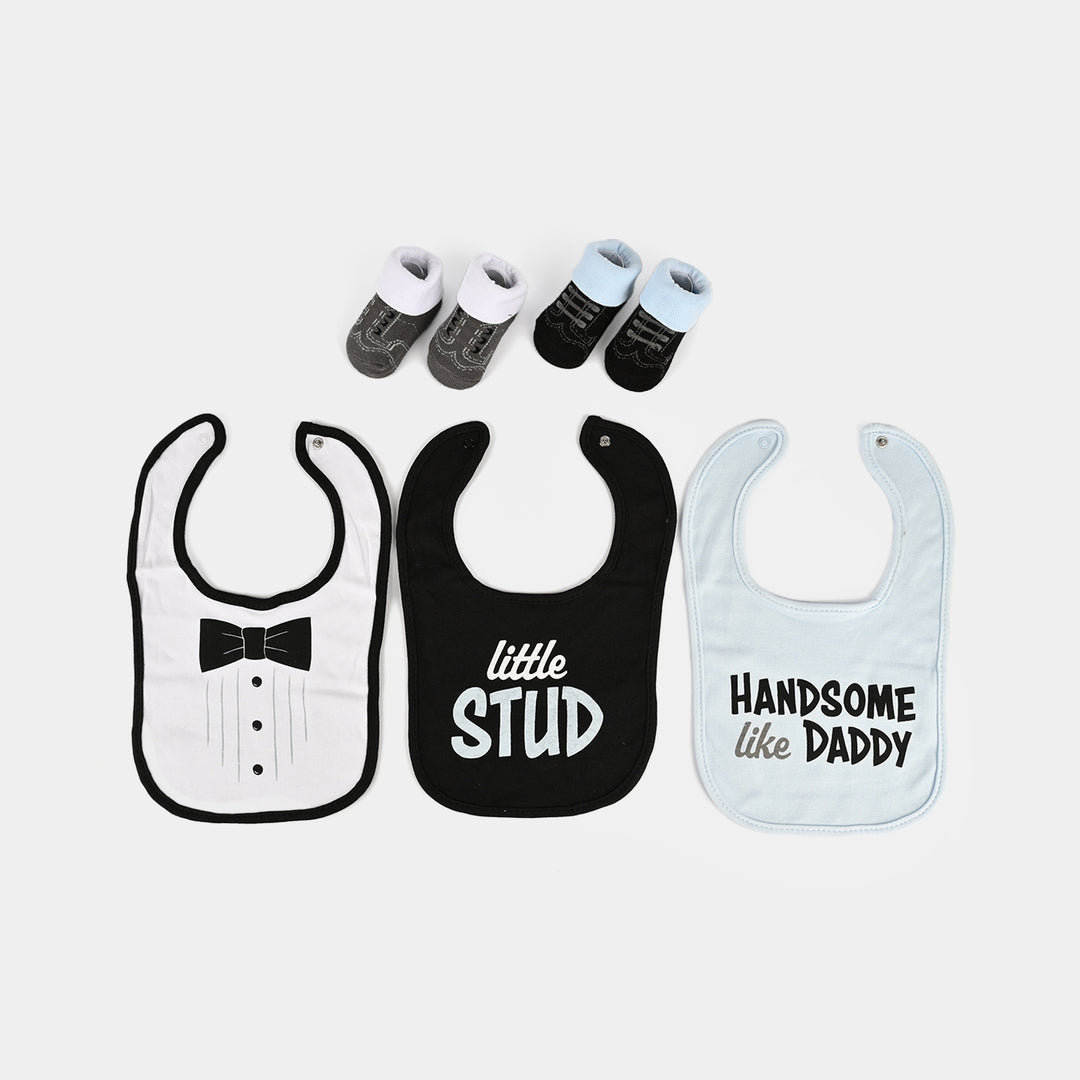 Baby Bib Set 3Pcs with 2 Pair of Socks