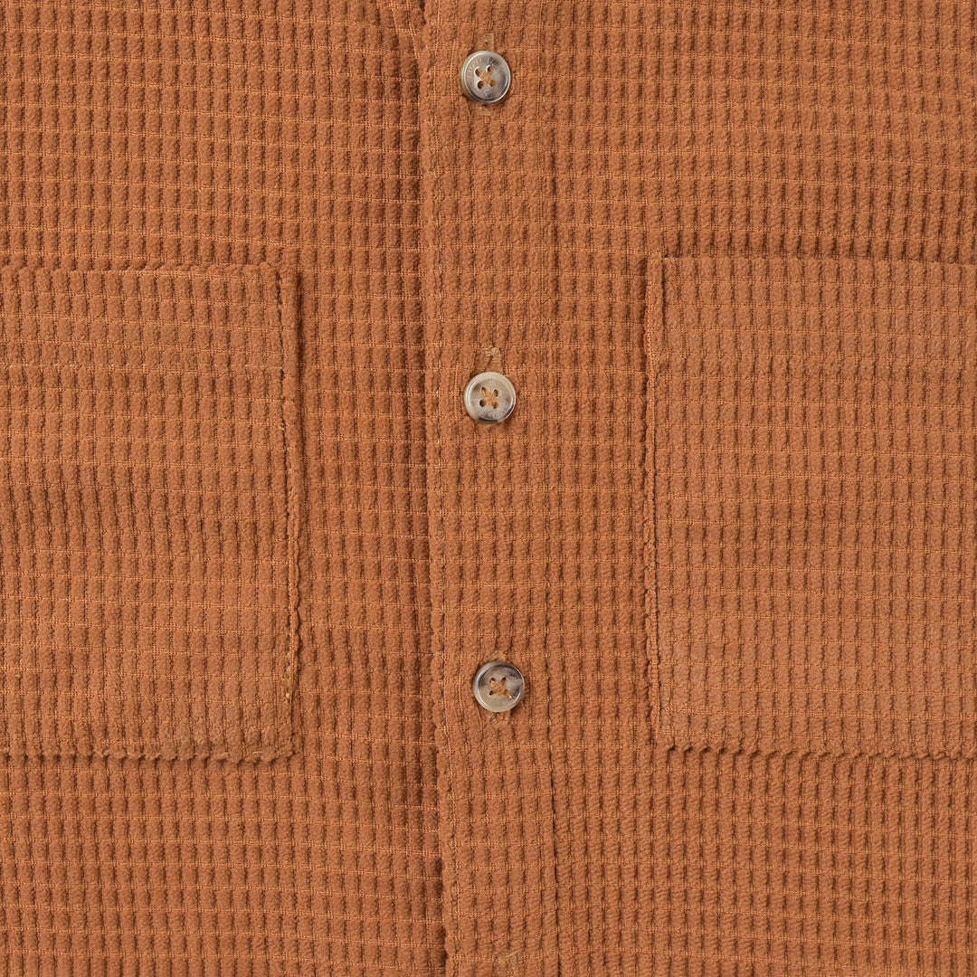 Boys Corduroy Casual Shirt F/S (Here comes fun)-BROWN