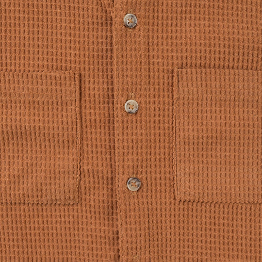 Boys Corduroy Casual Shirt F/S (Here comes fun)-BROWN