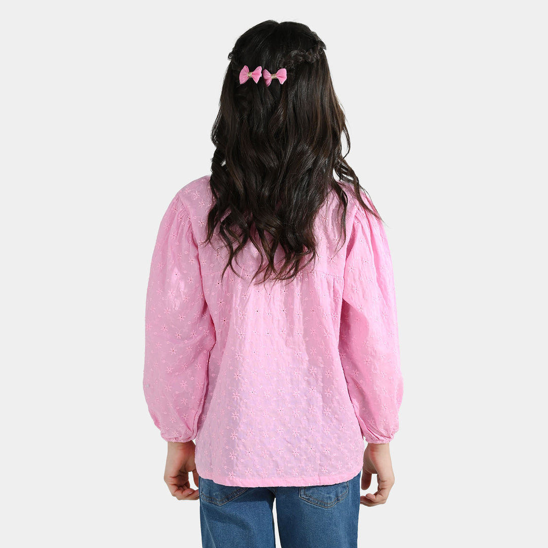 Girls Cotton Emb Top Daffodils-Lilac
