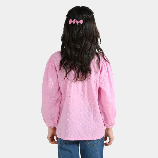 Girls Cotton Emb Top Daffodils-Lilac
