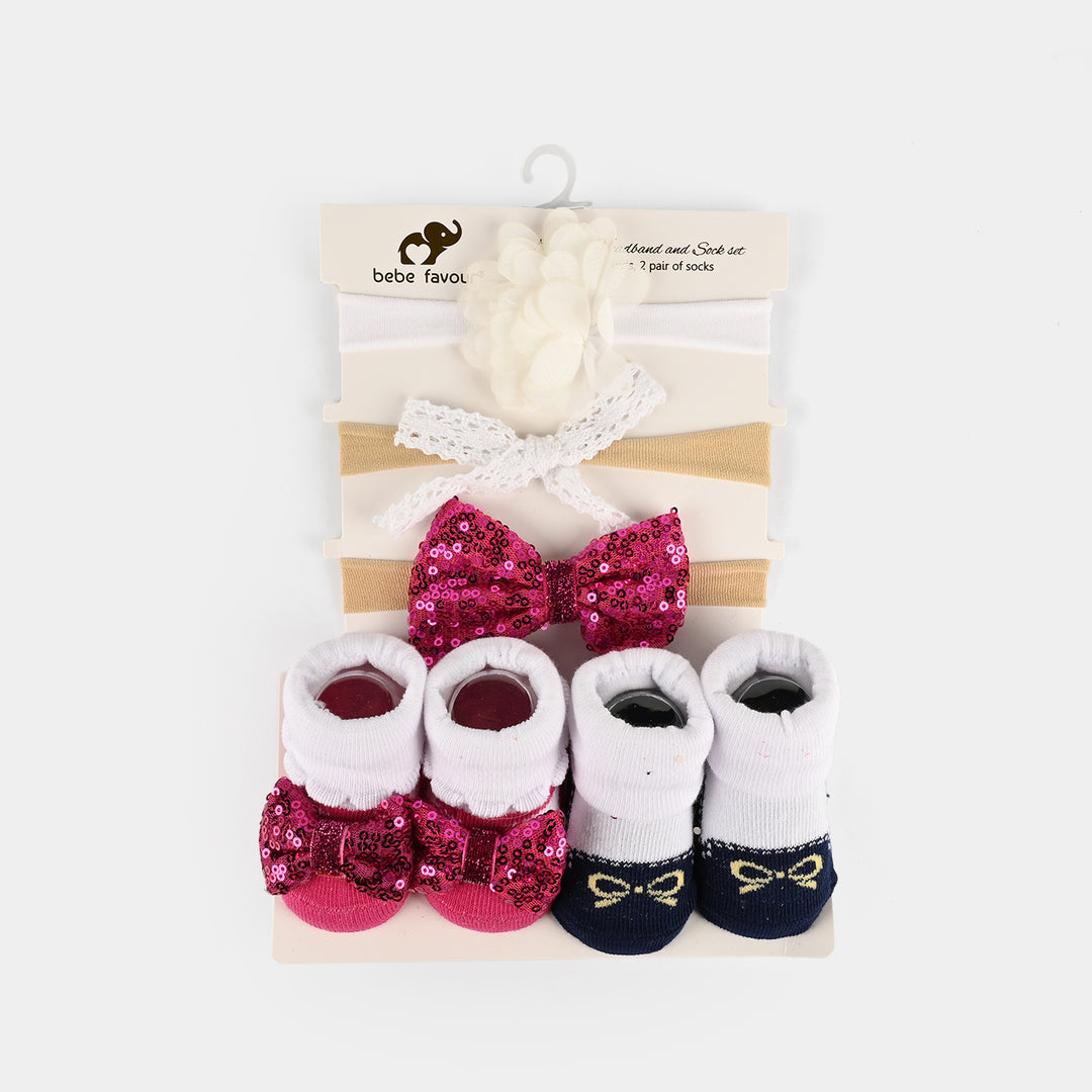 5-Piece Baby Headband & Bootie Socks Gift Set