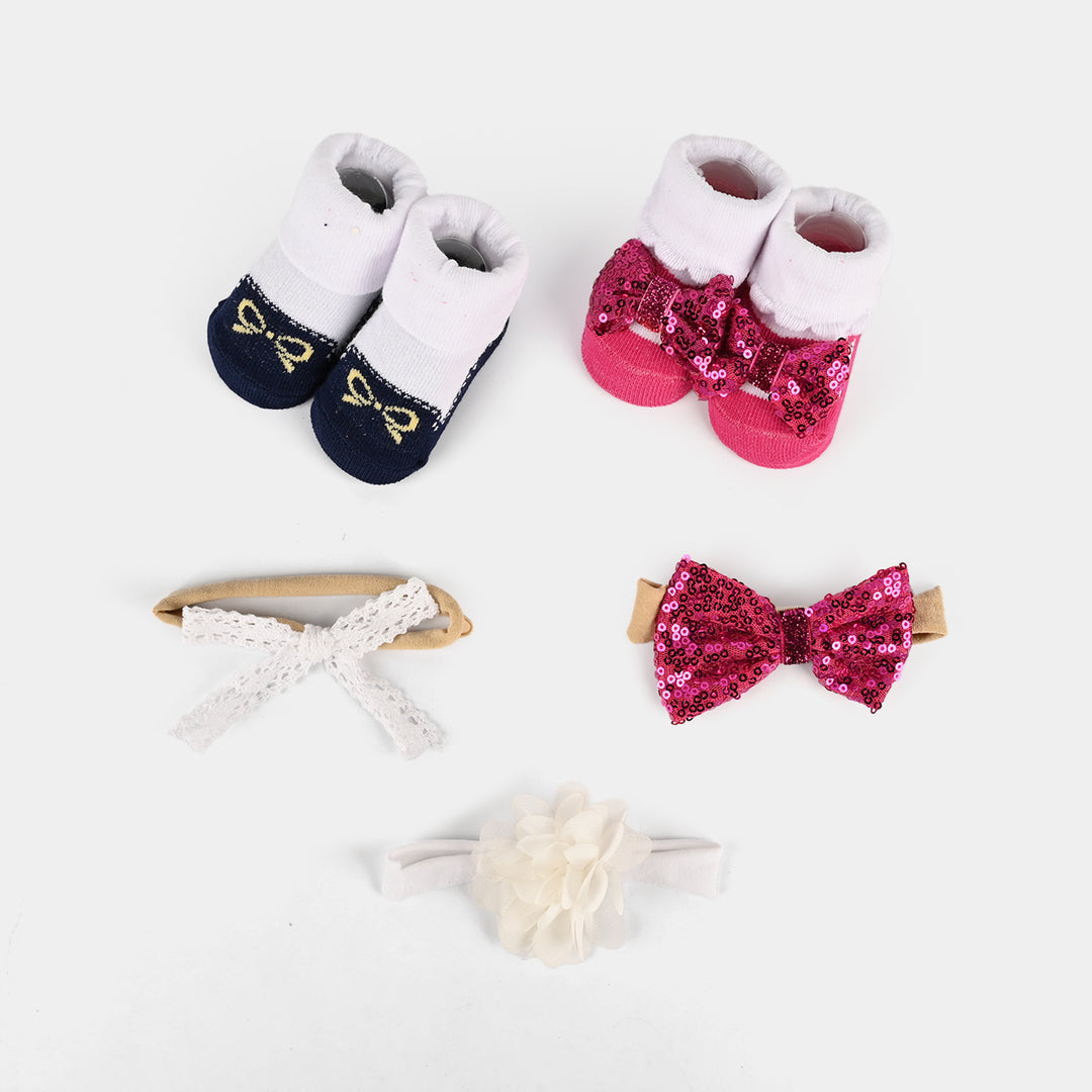 5-Piece Baby Headband & Bootie Socks Gift Set