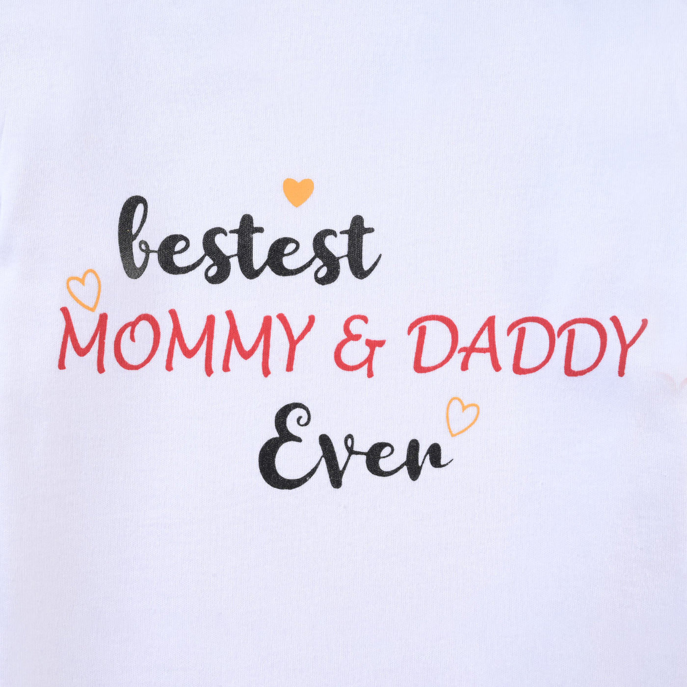 Infant Unisex Cotton Interlock Romper Bestest Mommy & Daddy Ever-White