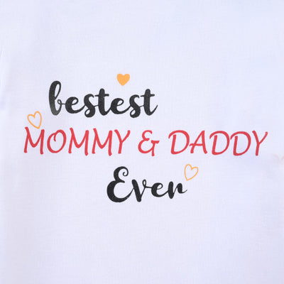 Infant Unisex Cotton Interlock Romper Bestest Mommy & Daddy Ever-White