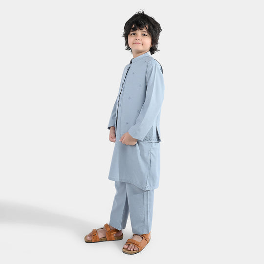 Boys Poly Viscose 3Piece Suit (Blue Stone)