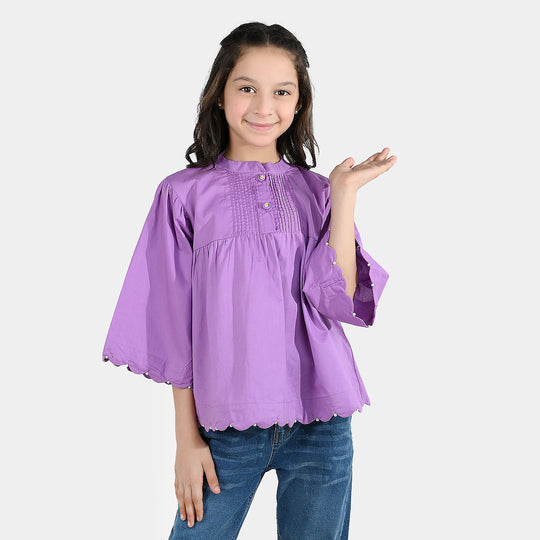 Girls Cotton Casual Top Orchid-Purple