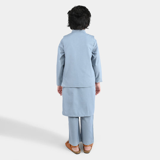 Boys Poly Viscose 3Piece Suit (Blue Stone)