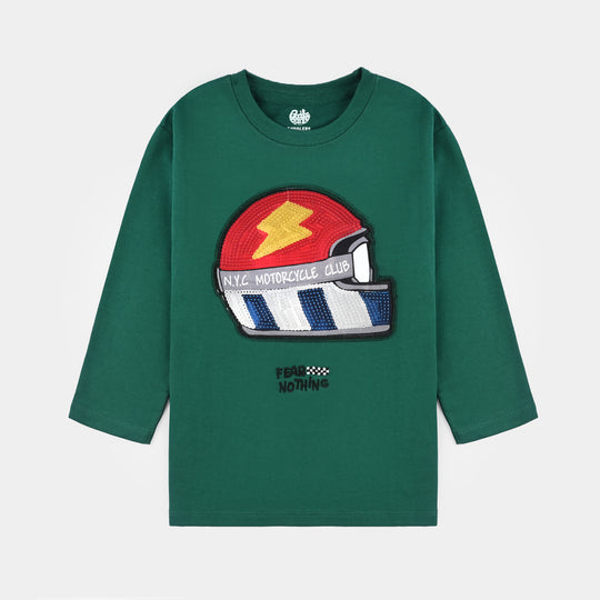 Boys Cotton Terry T-Shirt F/S Fear Nothing-Green