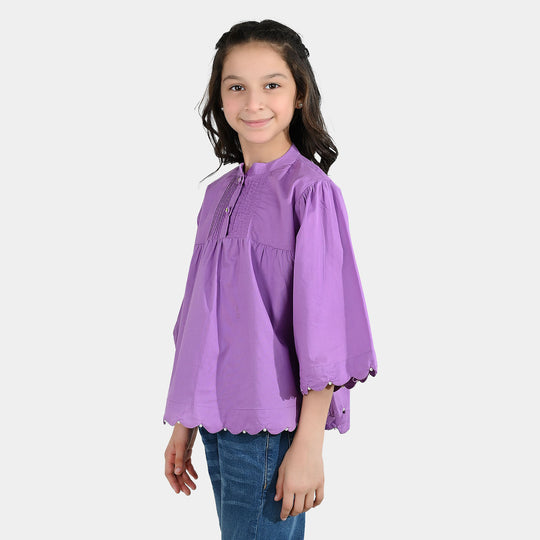 Girls Cotton Casual Top Orchid-Purple