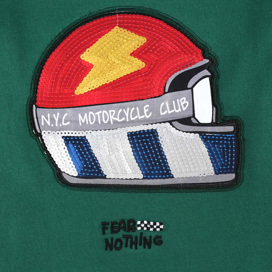 Boys Cotton Terry T-Shirt F/S Fear Nothing-Green