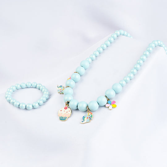 GIRLS ELEGANT BEADED NECKLACE & BRACELET