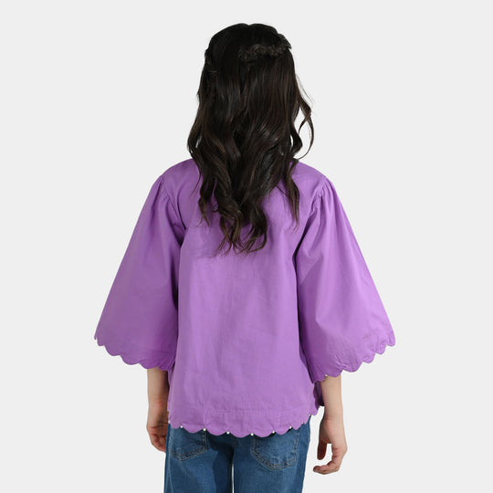Girls Cotton Casual Top Orchid-Purple
