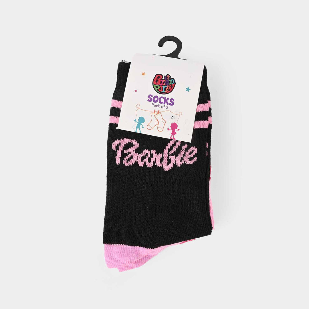 Girls Pack of 2 Socks Barbie-Pink.Black