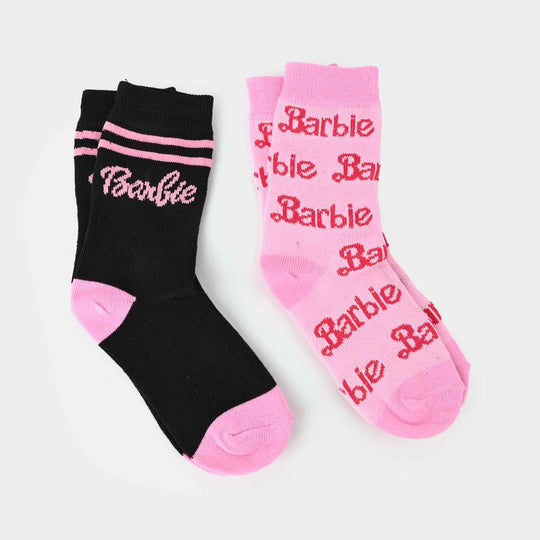 Girls Pack of 2 Socks Barbie-Pink.Black