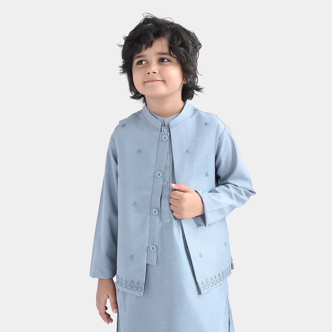 Boys Poly Viscose 3Piece Suit (Blue Stone)