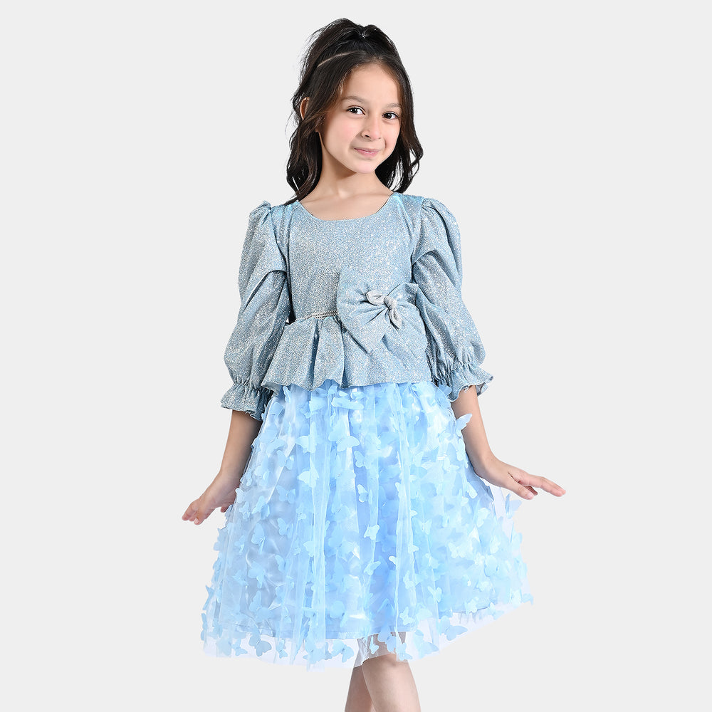 Girls Moonlight Fancy Frock Butterfly-LIGHT BLUE