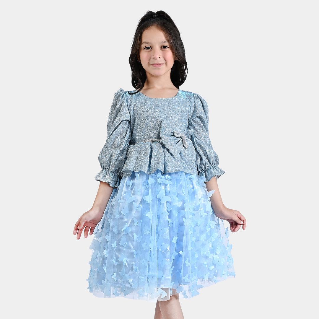 Girls Moonlight Fancy Frock Butterfly-LIGHT BLUE