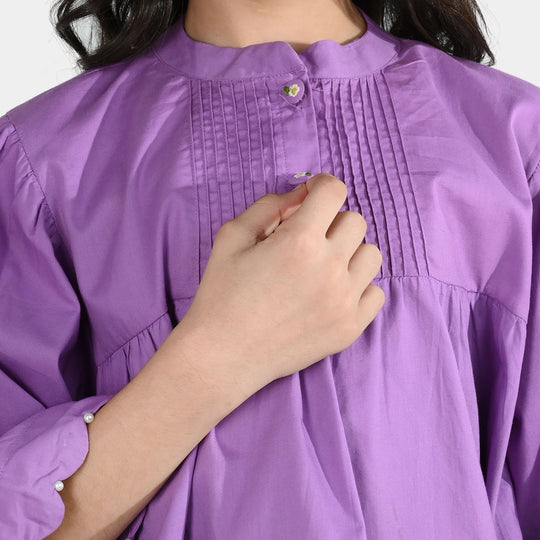 Girls Cotton Casual Top Orchid-Purple