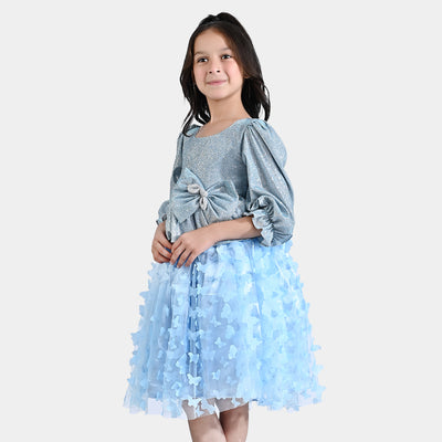 Girls Moonlight Fancy Frock Butterfly-LIGHT BLUE