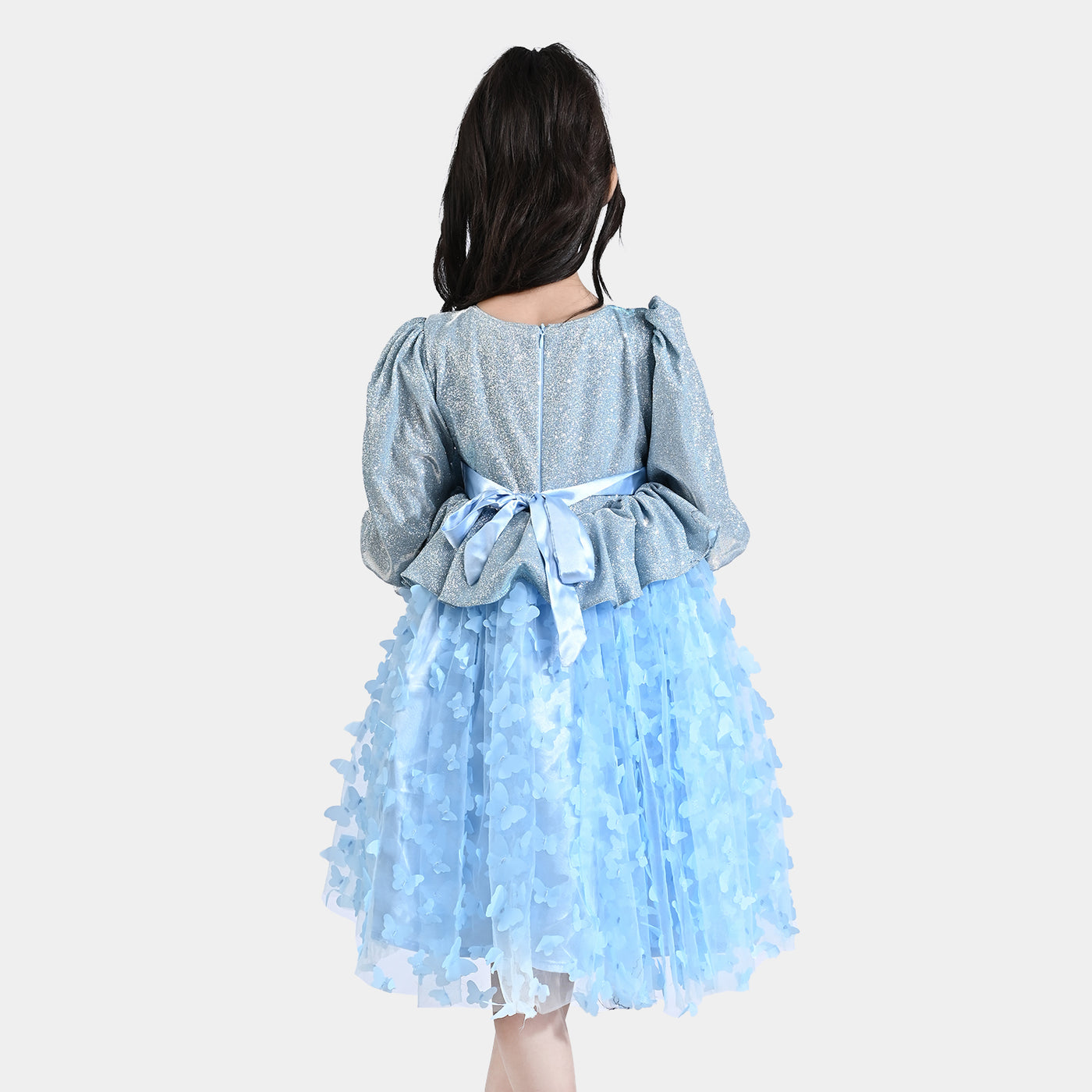 Girls Moonlight Fancy Frock Butterfly-LIGHT BLUE