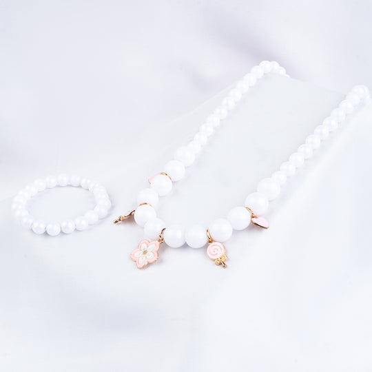 GIRLS ELEGANT BEADED NECKLACE & BRACELET