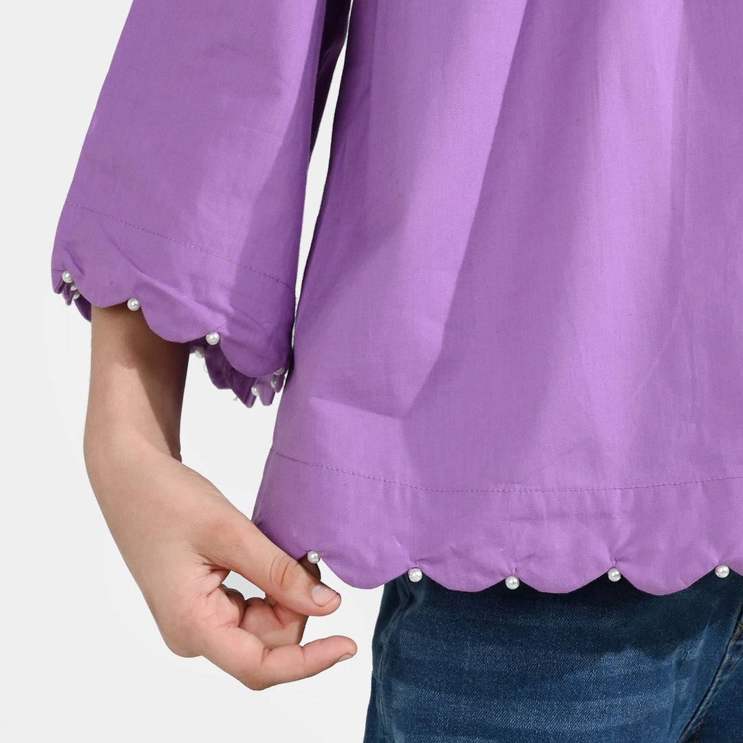 Girls Cotton Casual Top Orchid-Purple