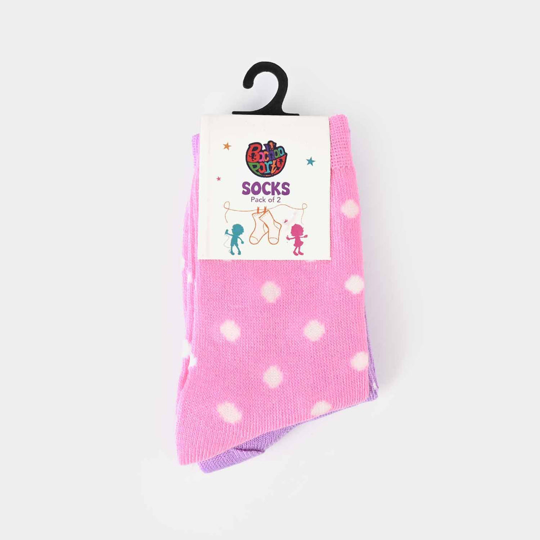 Girls Pack Of 2 Socks Polka Dots-Lilac.Pink