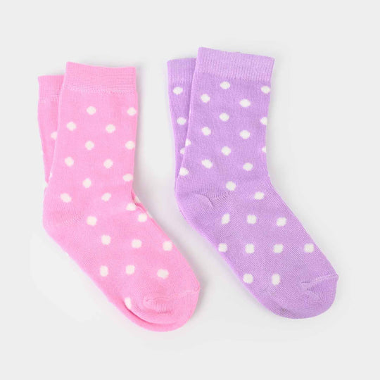 Girls Pack Of 2 Socks Polka Dots-Lilac.Pink