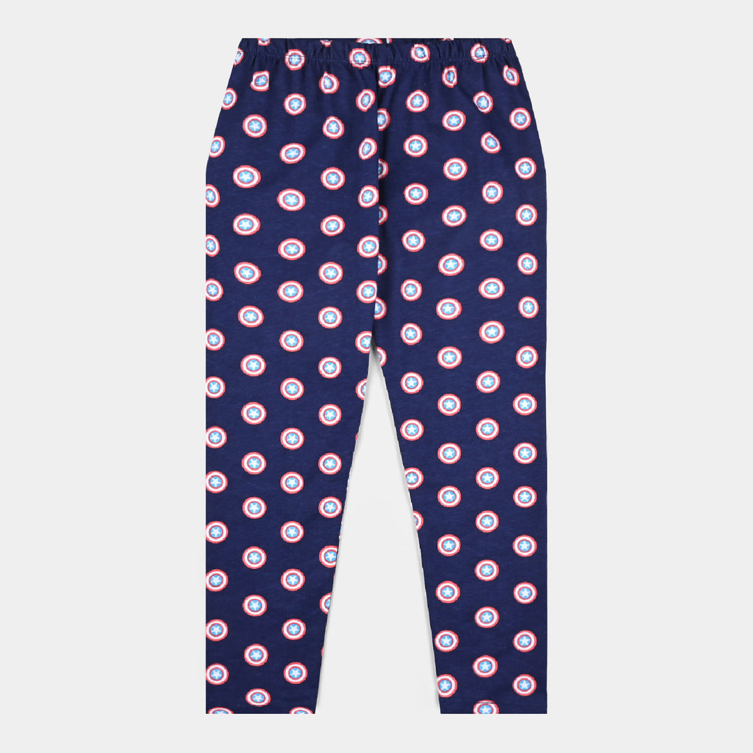 Boys Poly Cotton Knitted Nightwear-Navy Blue