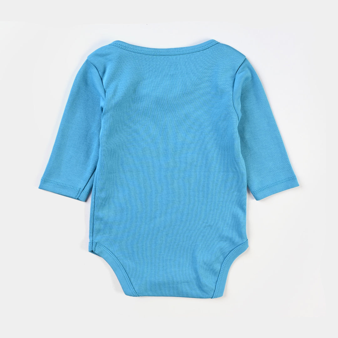 Infant Unisex Cotton Interlock Romper A Roar Able-Blue