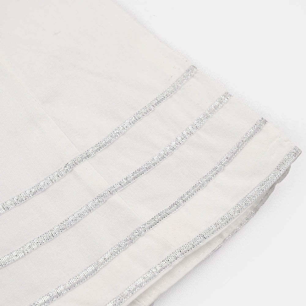 Infant Girls Cotton Dhaka Pants Gota Patti - White