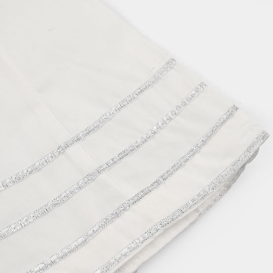 Infant Girls Cotton Dhaka Pants Gota Patti - White
