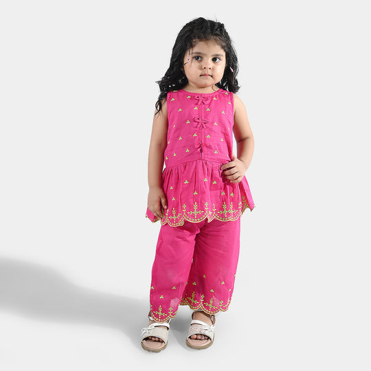 Infant Girls Cotton Emb 2Pcs Baby Blossom - Bright Pink
