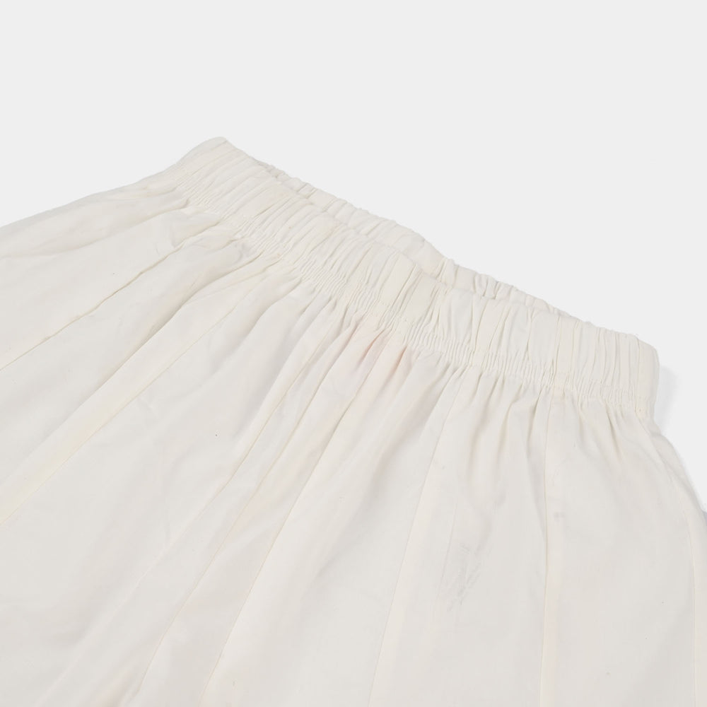 Girls Cotton Dhaka Pants with Gota Patti – White