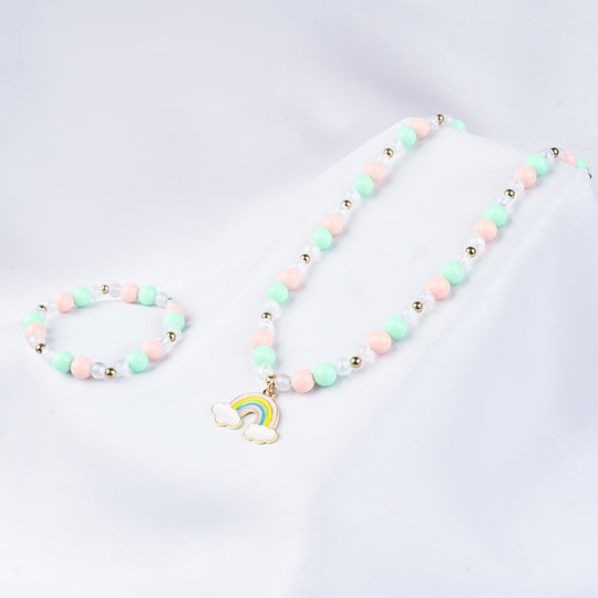GIRLS ELEGANT BEADED NECKLACE & BRACELET