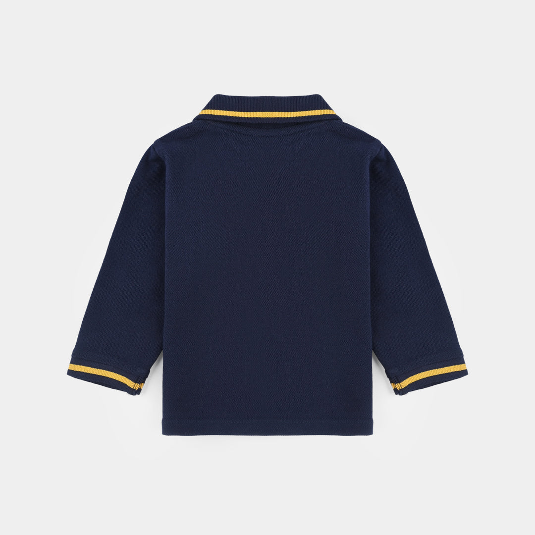 Infant Boys Jumbo Pique Polo F/S Dino-NAVY