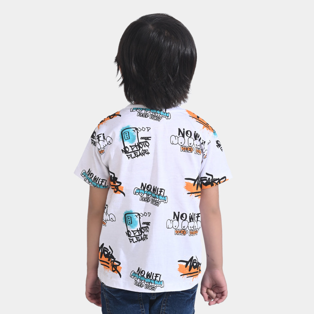 Boys Cotton Jersey T-Shirt H/S No Wi-Fi | White