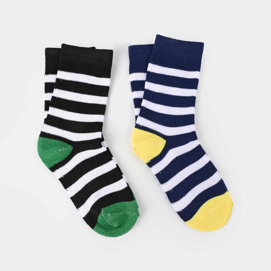 Boys Pack of 2 Socks Striper-Blk.Navy