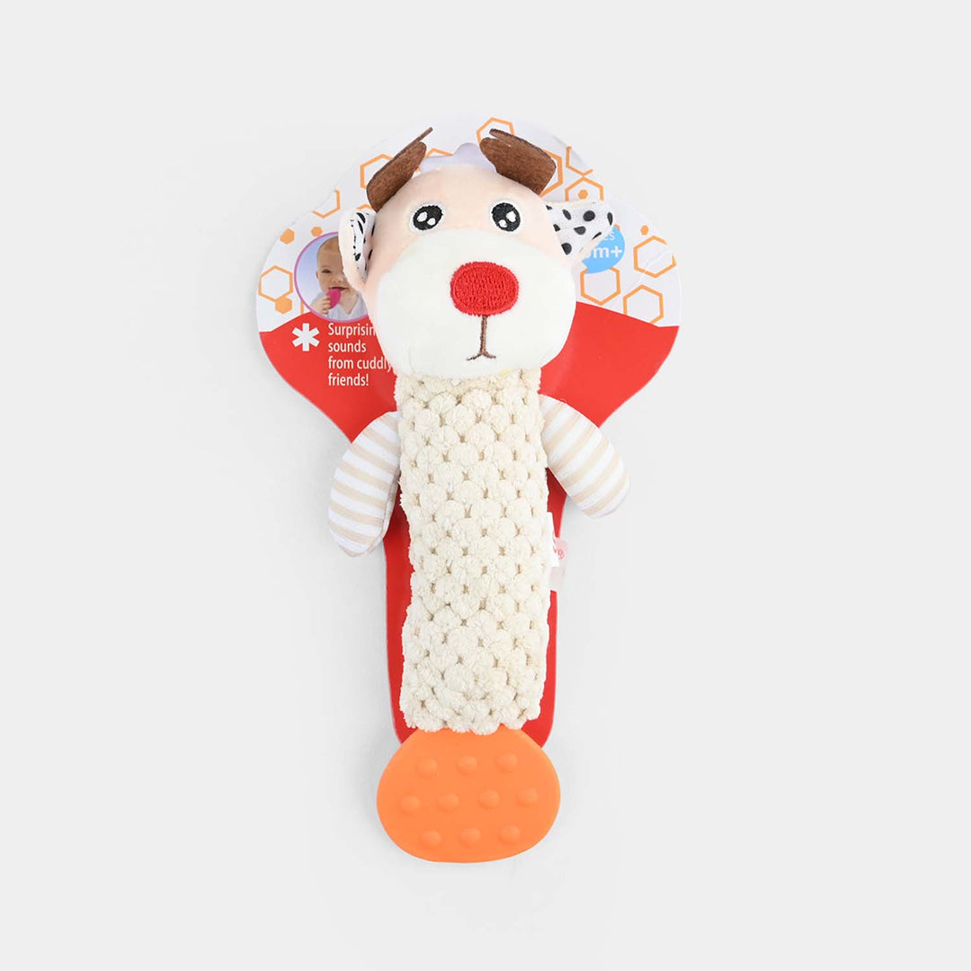 Baby Plush Rattle Toy with Silicone Teether