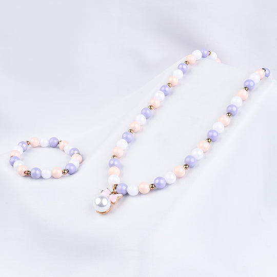 GIRLS ELEGANT BEADED NECKLACE & BRACELET