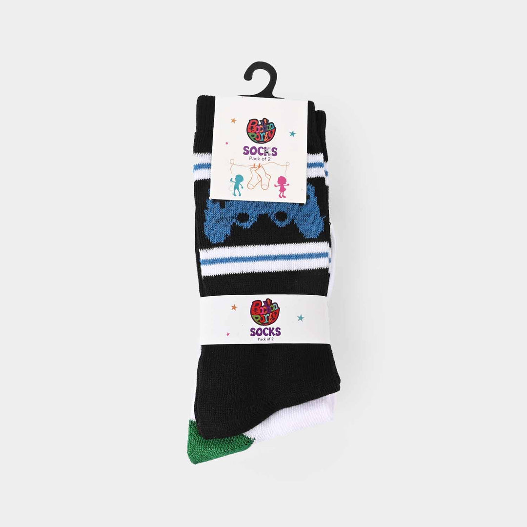 Boys Pack Of 2 Socks Game Over-White/Blac