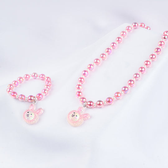 GIRLS ELEGANT BEADED NECKLACE & BRACELET