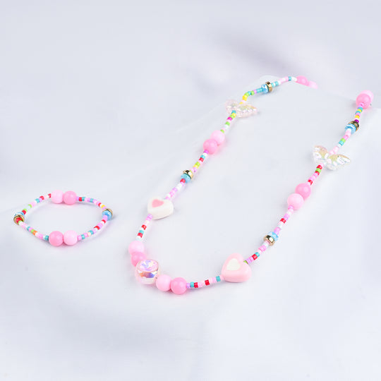 GIRLS ELEGANT BEADED NECKLACE & BRACELET