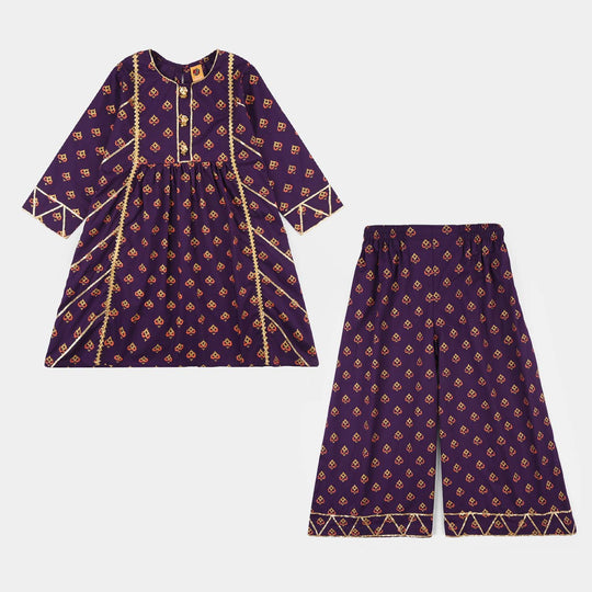 Girls Cotton 2Pcs Set (Zareen) – Purple